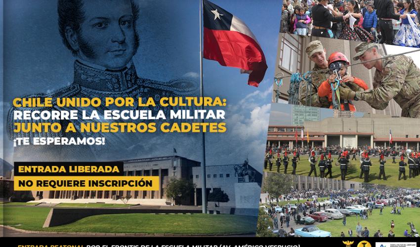 Se invita a un Recorrido Patrimonial por el Patio de Honor, Hall de Honor y principales monumentos desplegados al interior de la Escuela Militar.