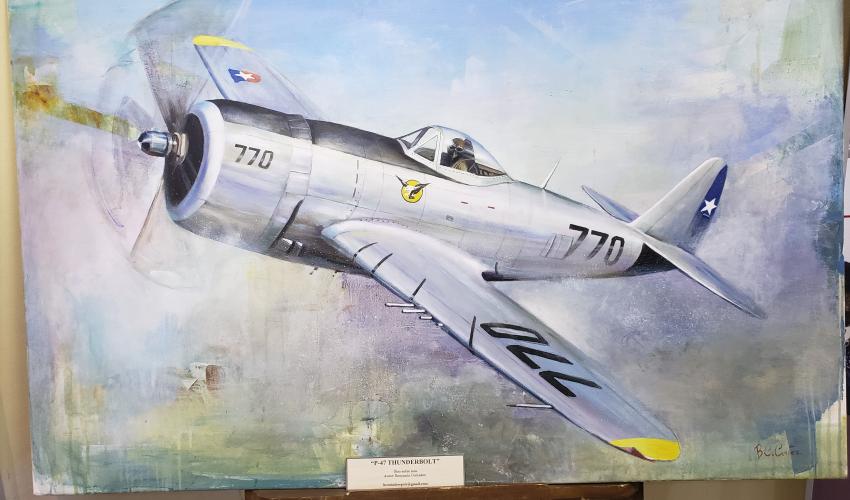 Óleo sobre tela de Avión P-47 Thunderbolt