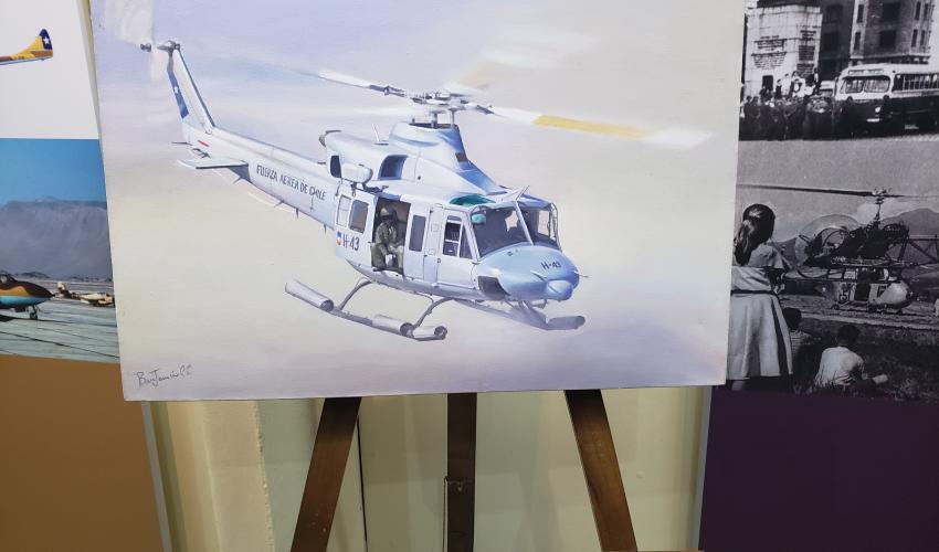 Óleo sobre tela Helicóptero  Bell 412  